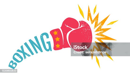 istock Vector vintage logo for a boxing with glove. 1320855833