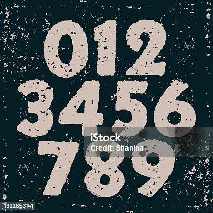 istock Vector vintage printed numbers - v2 1322853141