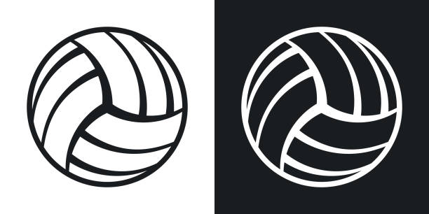 ilustraciones, imágenes clip art, dibujos animados e iconos de stock de icono de bola de voleibol de vector. versión de dos tonos - pelota de voleibol