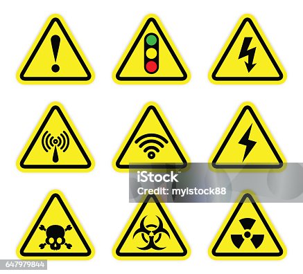 istock Vector warning , signal symbol and radiation sign set 647979844