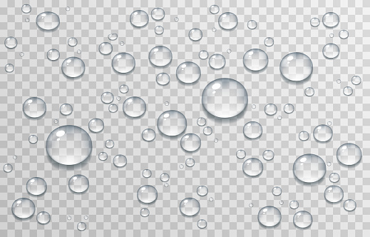 Vector water drops. Drops, condensation on the window, on the surface. Realistic drops on an isolated transparent background.Vector water drops. Drops, condensation on the window, on the surface. Realistic drops on an isolated transparent backgrou