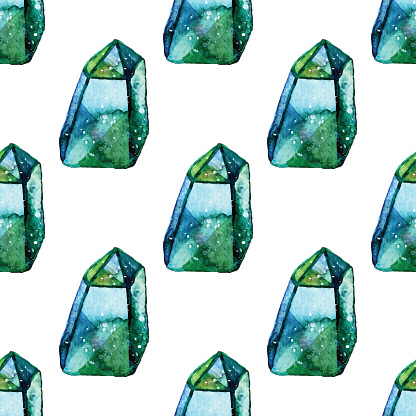 ダイヤモンド結晶のシームレスなパターンのベクトルの水彩イラスト石は宝石の背景ですテキスタイル デザイン壁紙に使用できます要素を描画するブラシ宝石のテクスチャです まぶしいのベクターアート素材や画像を多数ご用意 Istock