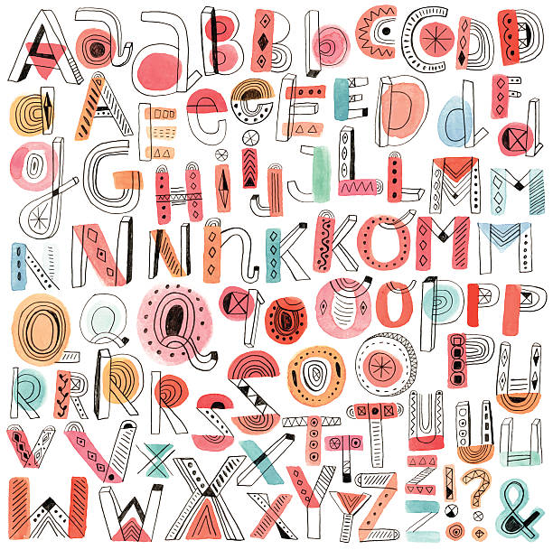 vector watercolour and pencil doodle alphabet - zhou 幅插畫檔、美工圖案、卡通及圖標