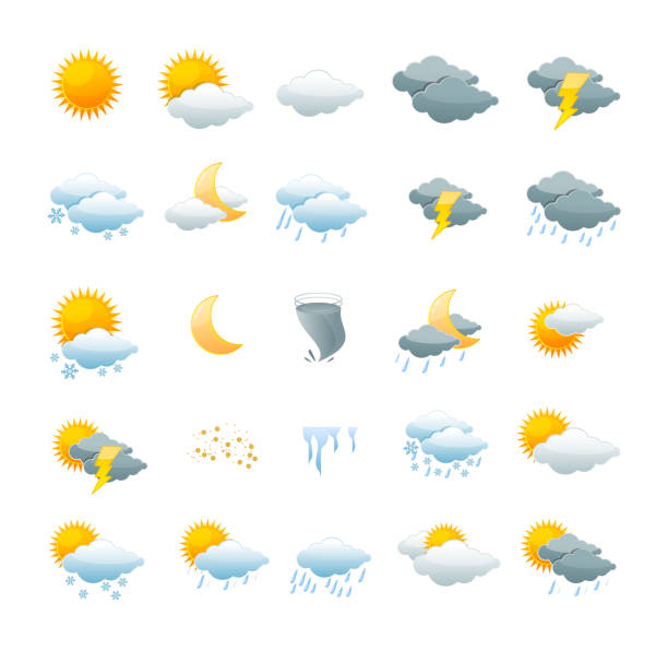 Vector weather icon set Vector illustration weather icon set isolated on a white background. the concept of weather change meteorology stock illustrations