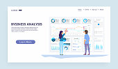 Vector web site linear art design template. Finance charts and diagrams. Modern flat design concept of Data