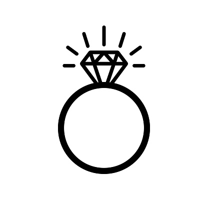 Vector wedding rings icon on background