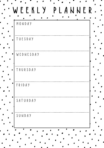Vector Weekly Planner In Cute Style With Polka Dot Pattern Printable ...