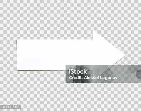 istock Vector White Arrow Isolated on Transparent Background, Paper Arrow with Shadow, Right Direction, Pointer. 1364418134
