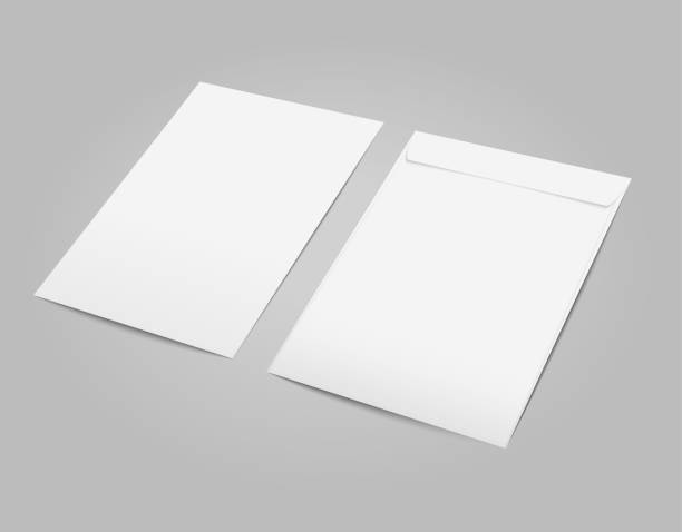 Vector white blank C4 envelope with transparent background in perspective. Vector white blank C4 envelope with transparent background in perspective. envelope stock illustrations