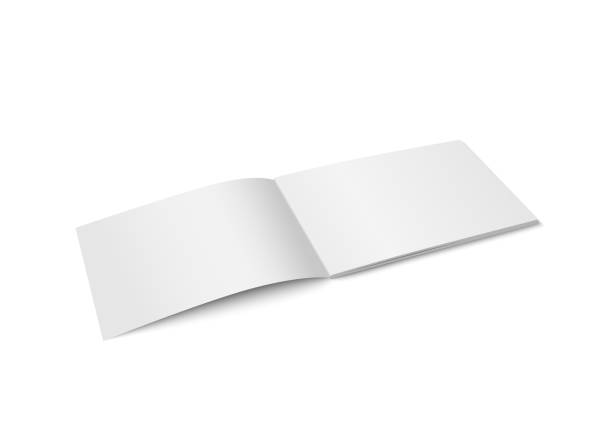 Vector white mock up of magazine isolated. Vector white mock up of magazine isolated. Opened horizontal magazine, brochure, book or notebook template on white background. 3d illustration for your design brochure clipart stock illustrations