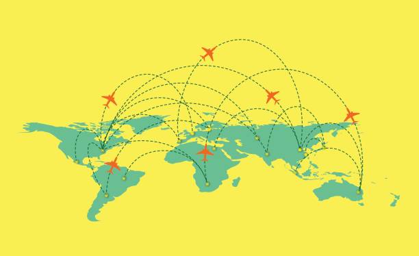 Vector world Map with global airline isolated on white Background vector art illustration