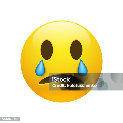 istock Vector yellow crying emoticon with opened eyes 956073148