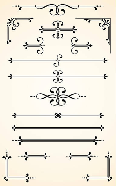 Vectorized Scroll Set An a Vector Illustration of vector set. gothic style stock illustrations