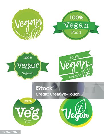 istock Vegan food and organic production logo 1226762873
