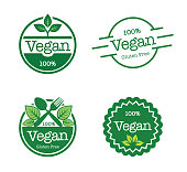 Vegan food and organic production logo