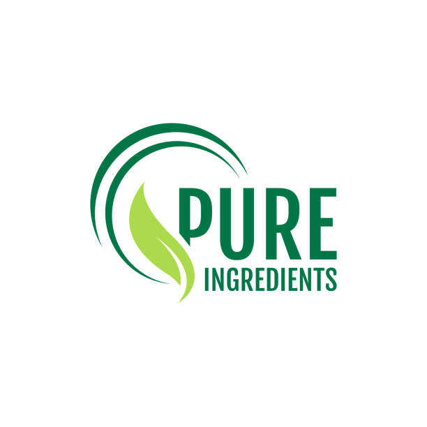 ilustrações de stock, clip art, desenhos animados e ícones de vegan food pure ingredients green leaf label stamp organic ingredients vector icon - emblem food label