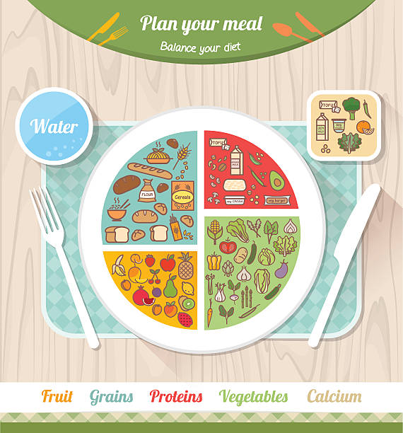ilustrações de stock, clip art, desenhos animados e ícones de vegan healthy diet - food chart healthy