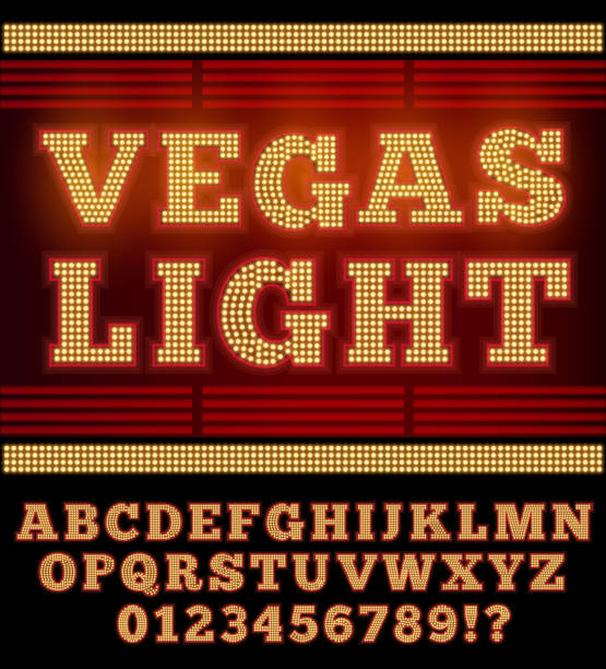 Vegas Night Font vector art illustration