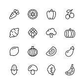 16 Vegetable Outline Icons.