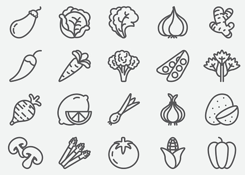 Vegetables Line Icons