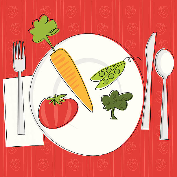 Vegetarian Dining vector art illustration