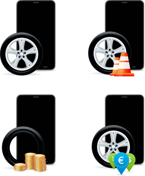 bildbanksillustrationer, clip art samt tecknat material och ikoner med vehicle app icons - köpa däck