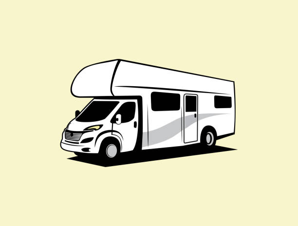 illustrazioni stock, clip art, cartoni animati e icone di tendenza di vettore veicolo camper - camper