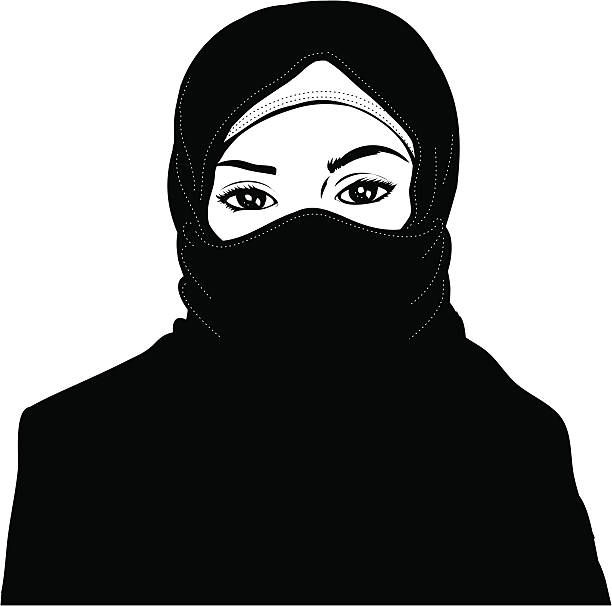 Veiled muslim woman vector art illustration
