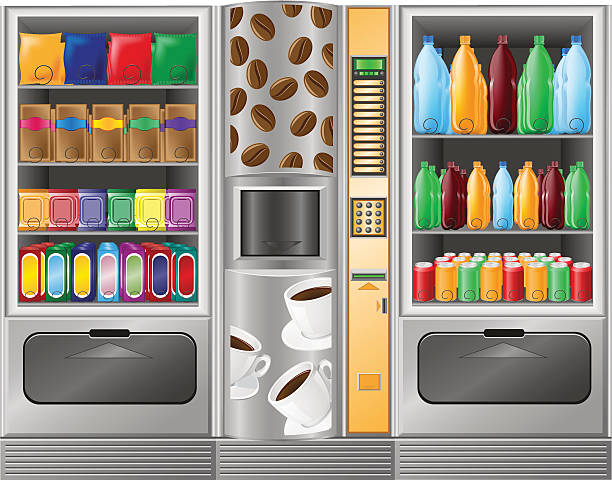 snacks, kaffee-snack und wasser ist eine maschine - kaffeeautomat stock-grafiken, -clipart, -cartoons und -symbole