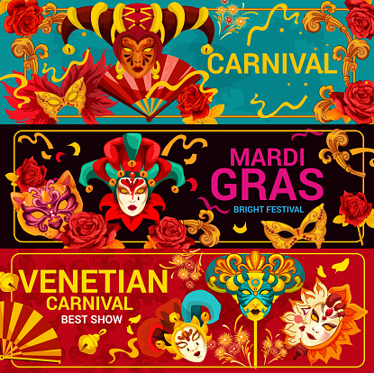 Venetian carnival masks and Mardi Gras
