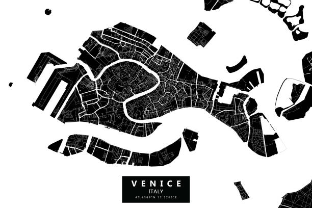 illustrazioni stock, clip art, cartoni animati e icone di tendenza di venezia, italia mappa vettoriale - burano