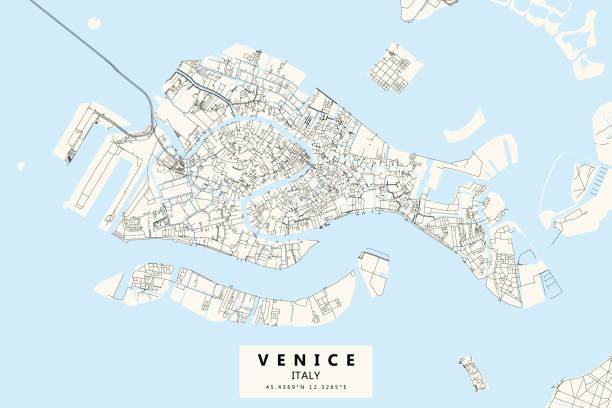 illustrazioni stock, clip art, cartoni animati e icone di tendenza di venezia, italia mappa vettoriale - burano