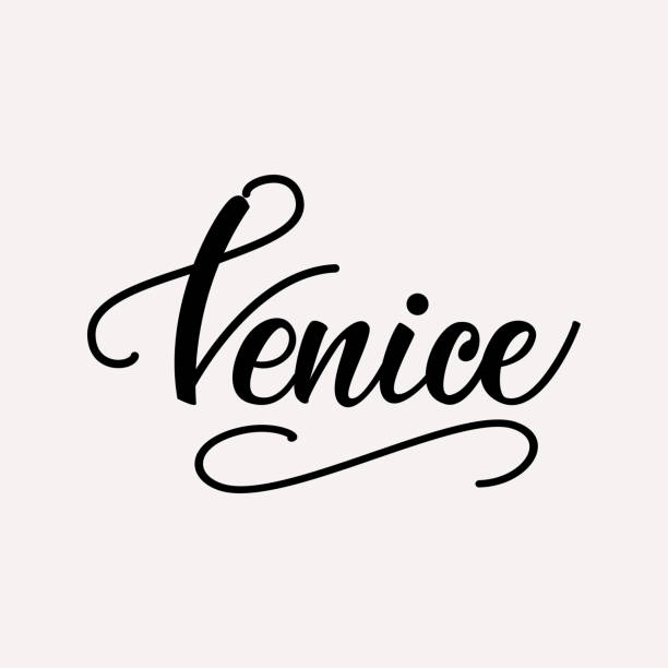 illustrazioni stock, clip art, cartoni animati e icone di tendenza di disegno lettering veneziano. illustrazione vettoriale. - venice