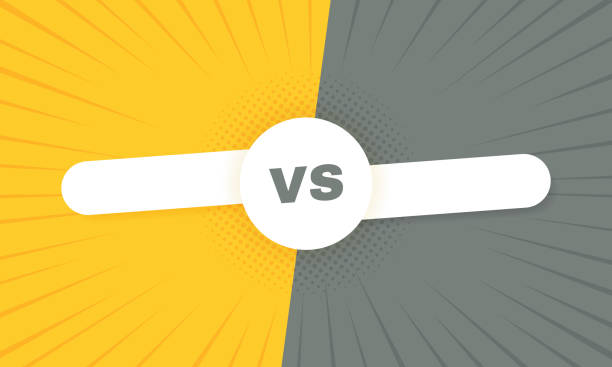 Versus battle retro background with sun rays and halftone. Vs battle headline. Competitions between contestants, fighters or teams. Vector illustration Versus battle retro background with sun rays and halftone. Vs battle headline. Competitions between contestants, fighters or teams. Vector illustration. businessman borders stock illustrations