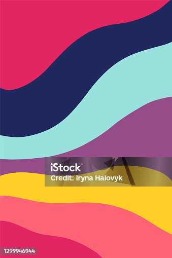 istock Vertical background with abstract waves in bright colors. Vector illustration in modern art style 1299946944
