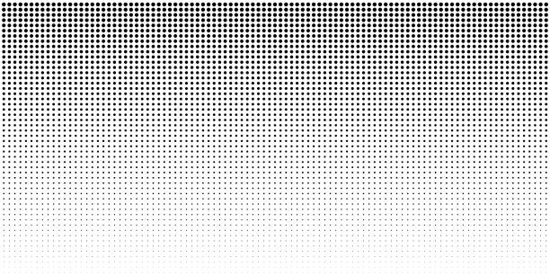 вертикальный bw градиент полутоновые точки фона, горизонтальный шаблон с использованием черного полутонового шаблона точек. - пятнистый stock illustrations