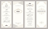 Wedding and restaurant menu. Vertical classic templates.