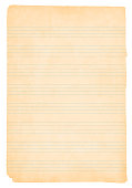 A vertical vector illustration of a blank off white colored lined page from a notebook. The lines are in pale or faint blue color over a yellowed background.