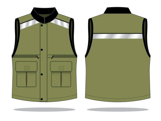 Vest Design for Template Front and Back View waistcoat stock illustrations