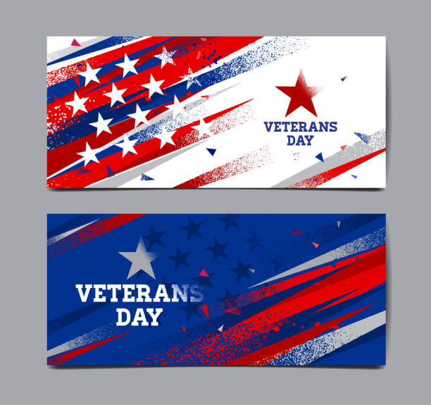 退伍軍人日背景，美國國旗，向量抽象的格子，範本橫幅。 - 愛國 幅插畫檔、美工圖案、卡通及圖標