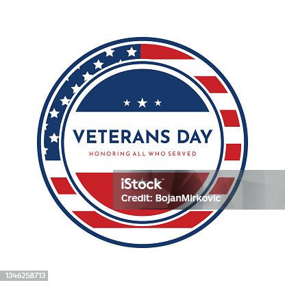 istock Veterans Day badge, label. Vector 1346258713