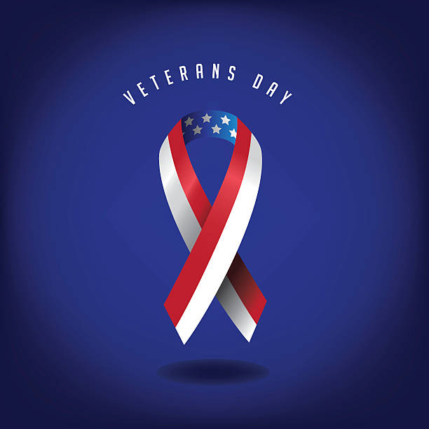Veterans Day stars and stripes ribbon design vector art illustration