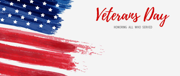 USA Veterans day USA Veterans day background. Vector abstract grunge brushed flag with text. Template for horizontal banner. memorial day background stock illustrations
