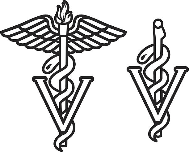 Veterinarian Caduceus Set of two veterinarian medical symbols. Caduceus stock illustrations