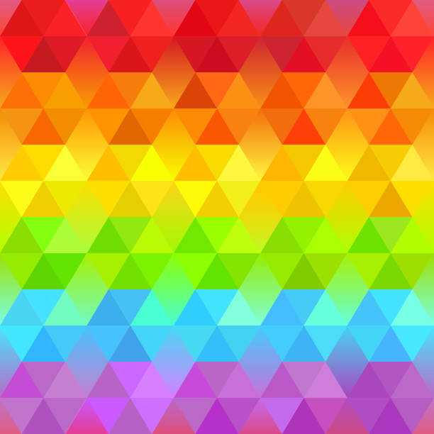 Vibrant Spectrum Polygonal Texture Beautiful Bright Geometric Background  with Rainbow Stripes. Vector Faceted Pattern. Vibrant Spectrum Polygonal Texture. kaleidoscope stock illustrations