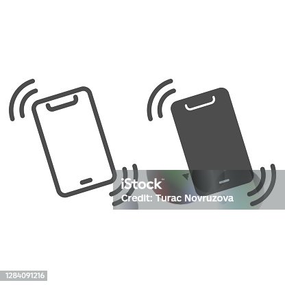 istock Vibration alert in smartphone line and solid icon, smartphone concept, mobile call sign on white background, ringing phone icon in outline style for mobile concept and web design. Vector graphics. 1284091216