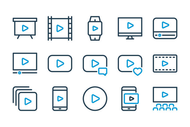 Video and Online stream related line icon set. Video and Online stream related line icon set. Online Lecture and Multimedia line vector icons. youtube stock illustrations