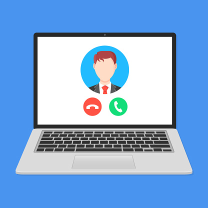 Video Call Incoming Call On Laptop Screen Voip Technology Video Call Incoming Call On Laptop Screen Voip Technology