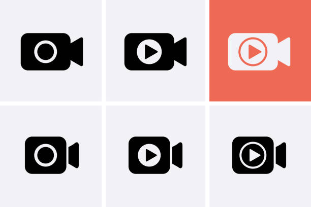 Video camera Icon set, Play Vector. Video camera Icon set, Play Vector. Streaming icons video stock illustrations