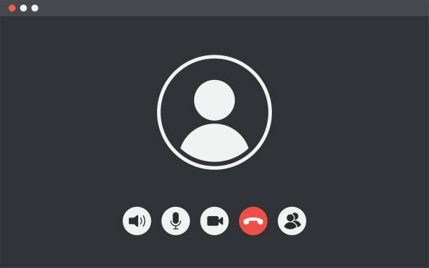 video chat konferenz benutzeroberfläche - video anruffenster - vector illustration - videokonferenz stock-grafiken, -clipart, -cartoons und -symbole